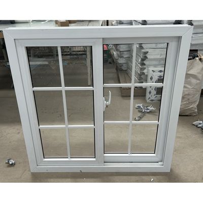 PVC UPVC شیشه دو صفحه ای سفید وینیل پنجره کشویی با شبک پشه ای