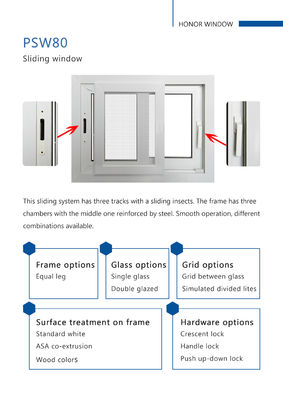 ハリケーンの影響 UPVC ダブルガラスの現代窓設計 防音 スライディング窓