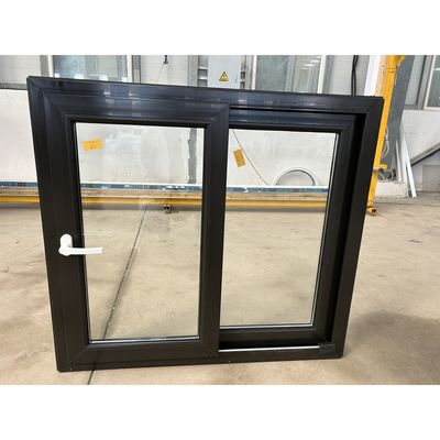 الزجاج المزدوج PVC الحالي الأسود Upvc قفل النافذة المنزلق