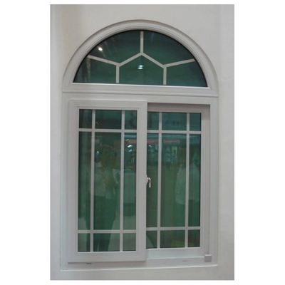 หน้าต่างสไลด์ UPVC ขาว พร้อมการออกแบบหน้าต่างโค้งและแกรล 10 ปี