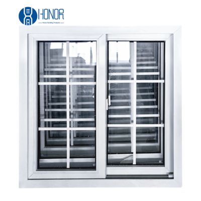 China Sliding UPVC Window with Grill Design and Mosquito Net